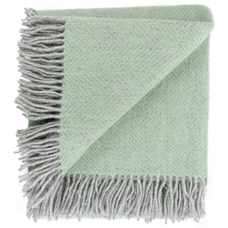 Couverture en laine pure new highland tweed chevrons Thiokk, Basilic