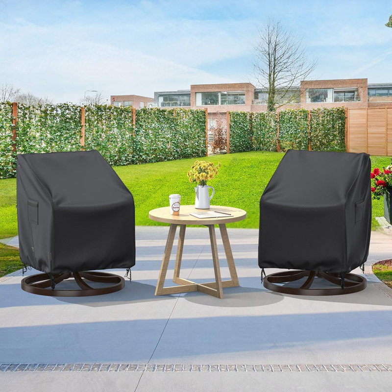 2-pack Waterproof Swivel Patio Chair Covers – Heavy-duty Outdoor Rocking & Lounge Chair Protection, Black