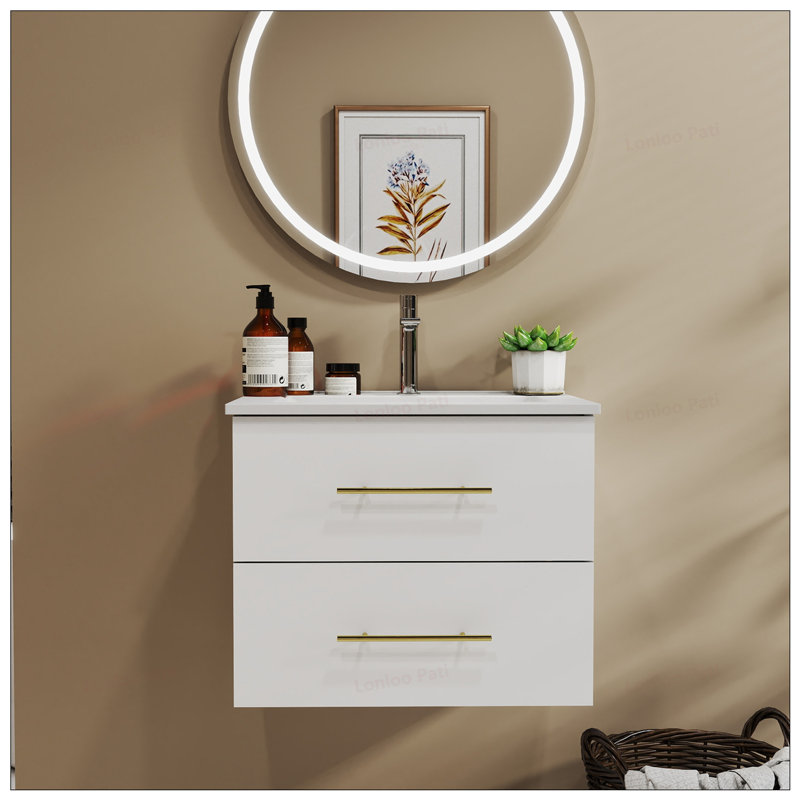 Meuble-lavabo mural 24 po avec lavabo en céramique