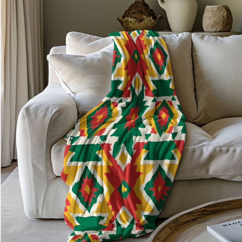 Motif tribal Melange - couverture Sherpa de qualité supérieure 1 pièce, Grand lit