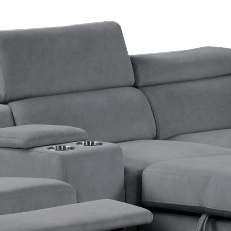 Canapé modulaire Jakiaya avec fauteuil inclinable électrique et rangement, Gris