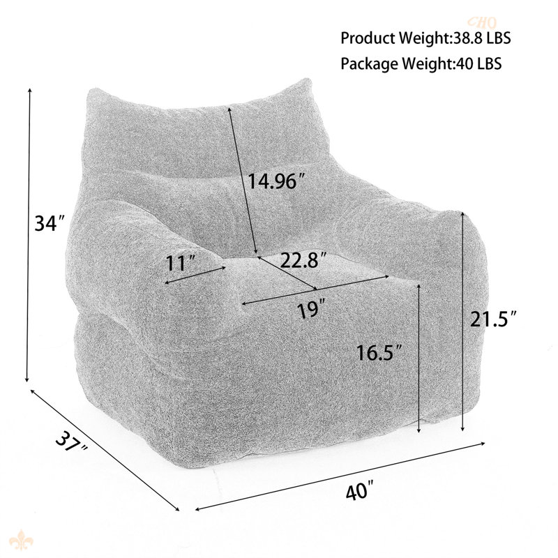 Fauteuil à billes standard, Microfibres et suédine gris foncé