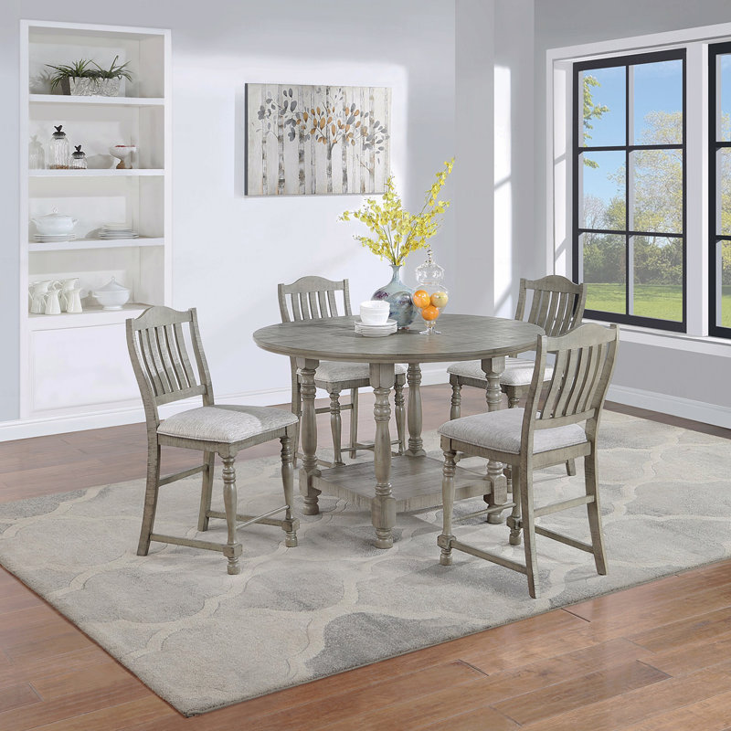 Round Dining Table Acacia Veneer Open Shelf
