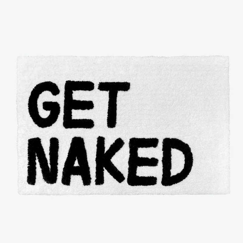 Casanova Slogan Get Naked Bath Mat, White/Black