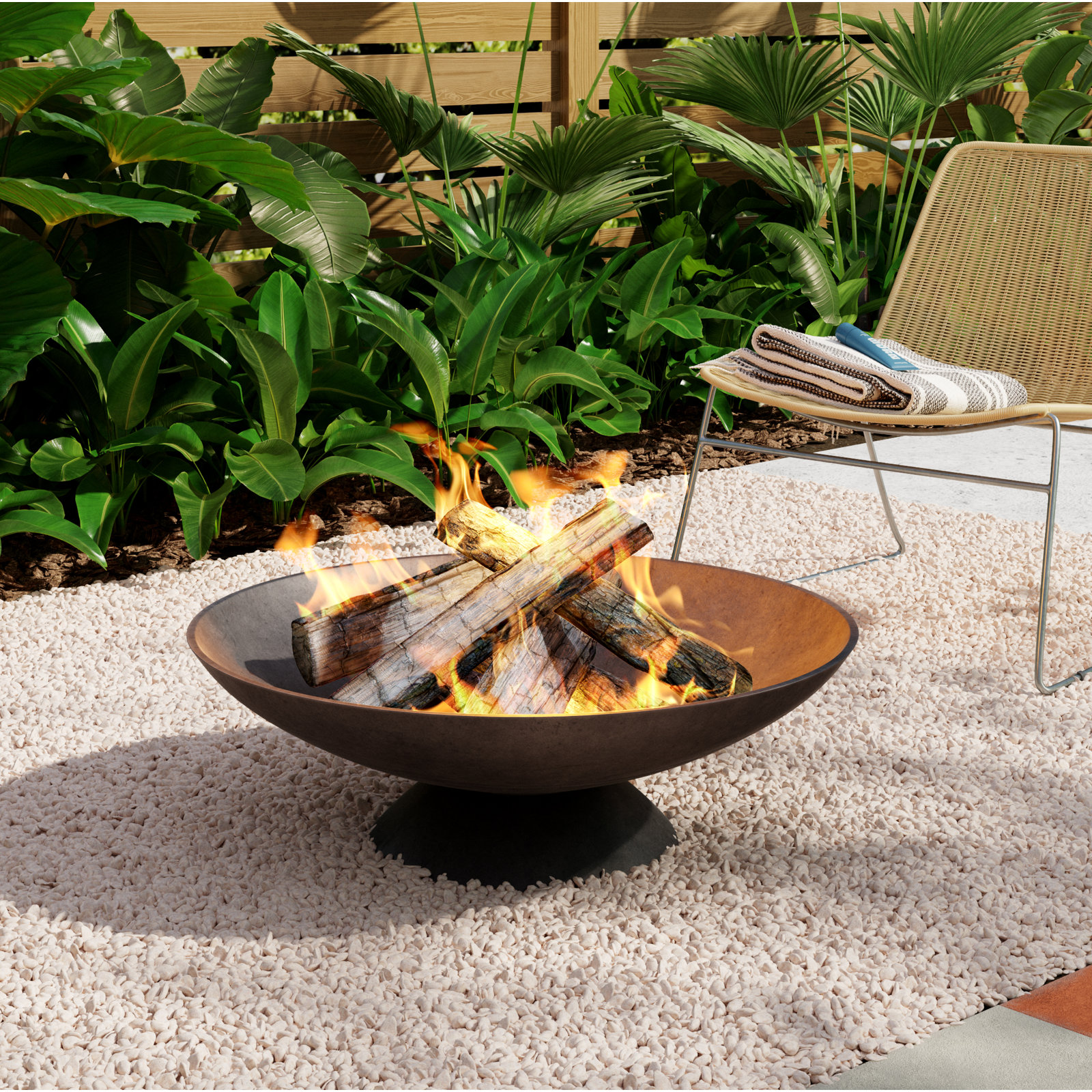 Howland Outdoor Fire Pit, 10" H x 31" W x 31" D