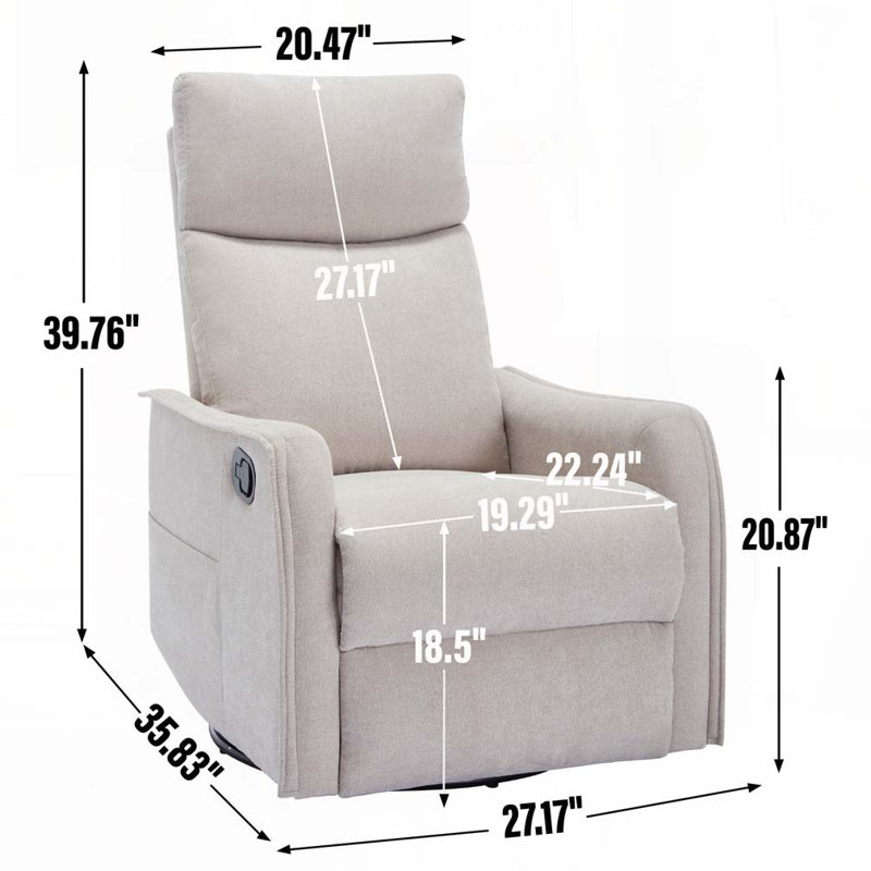 Chenille Swivel Manual Recliners with Heat Massage, Beige