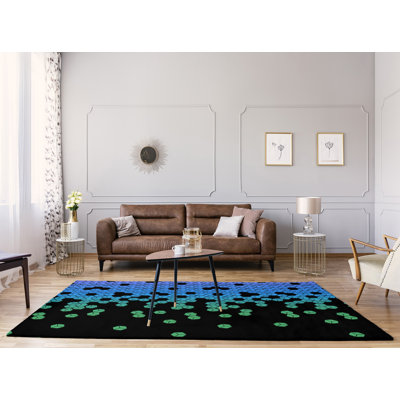 Tapis à cubes bleu/noir culbuté