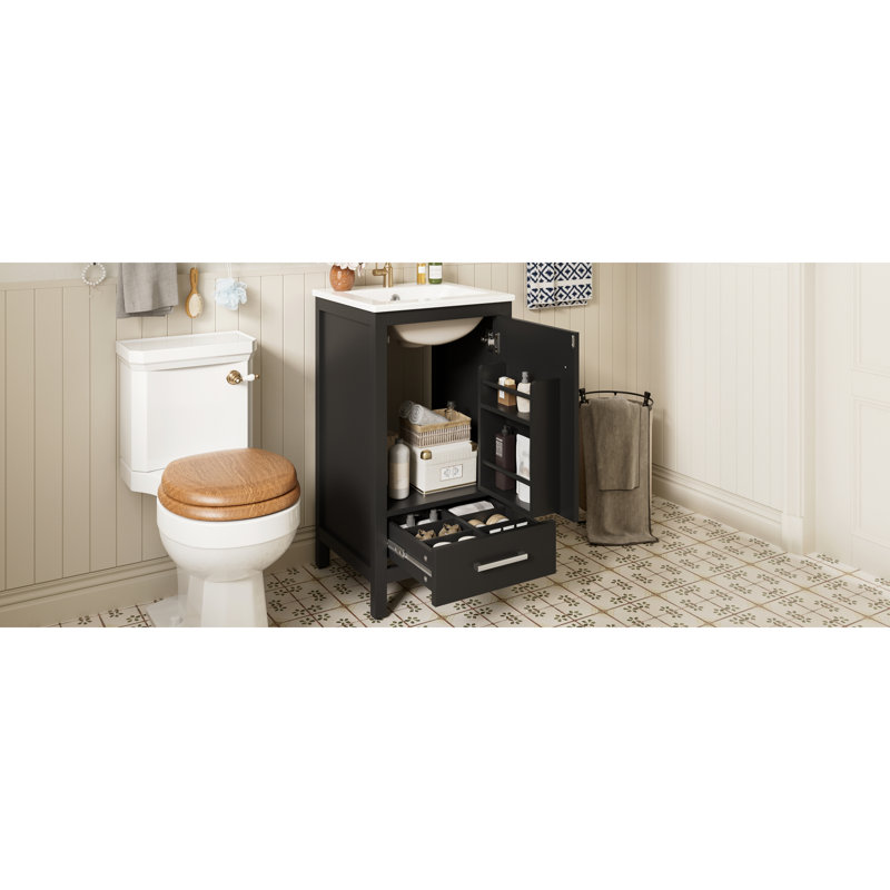 Ensemble de meuble-lavabo peu encombrant - Bois massif et bois aggloméré - Style moderne pour les salles de bain compactes