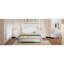 Cadre de lit plateforme grand lit en bois, lit plateforme de style rétro avec support en lattes de bois, blanc