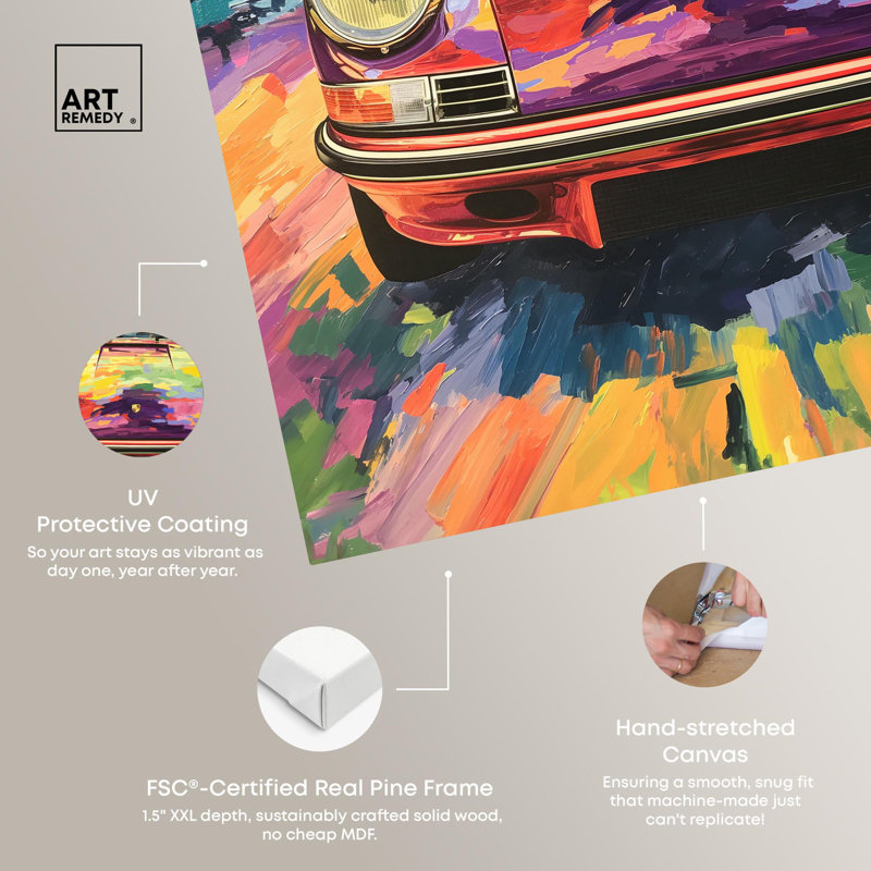 Porsche Aurora Vortex Abstract Car Canvas Art, 24" x 24"