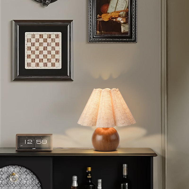 Lampe de table Lenee, Blanc, Brun clair, Oui