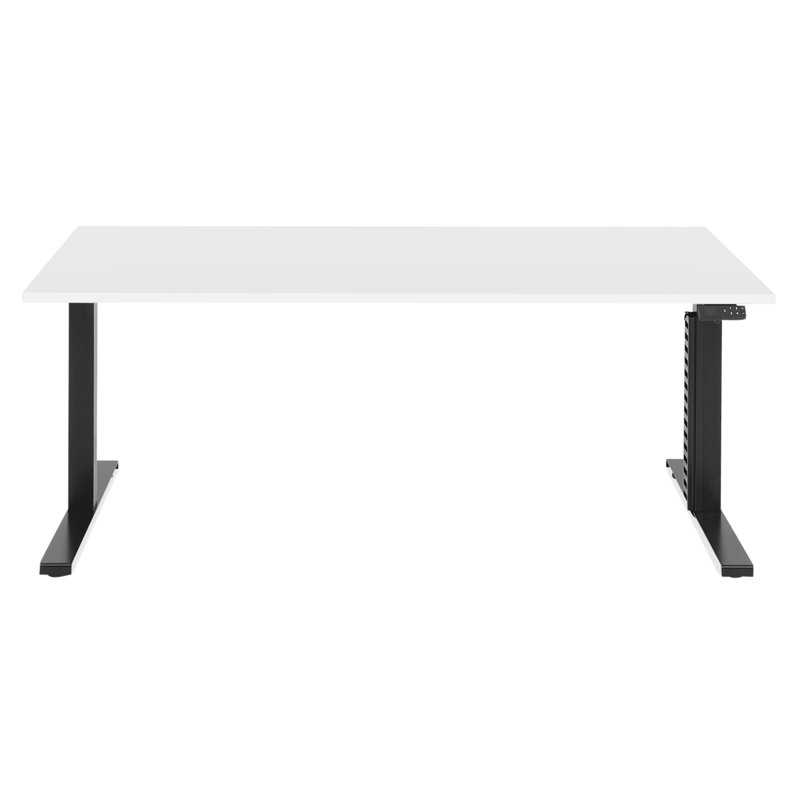 Aazeen Adjustable Metal Base Standing Desk, White, Black, 67cm H x 160cm W x 80cm D