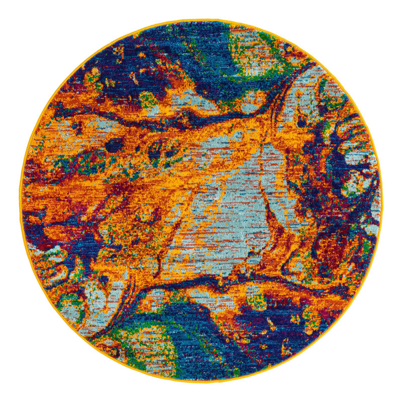 Malaija Abstract Indoor Rug, Round 4'