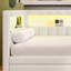 Lit plateforme tapissier pleine grandeur avec ports USB et ceinture à DEL, avec lit gigogne, blanc-475885315