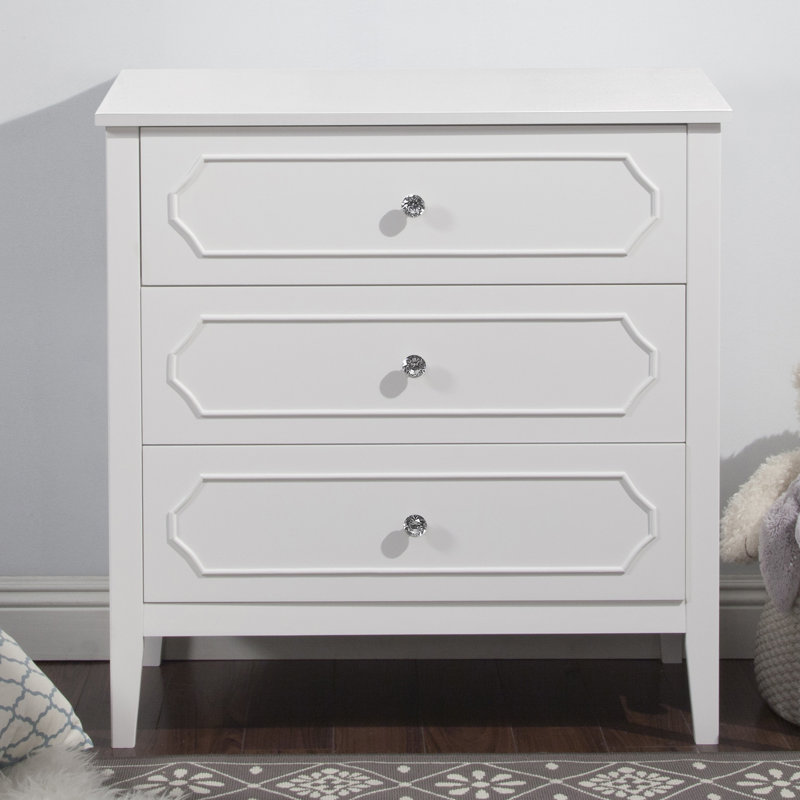 Chloe Regency White Crystal-Knobbed Nursery Dresser