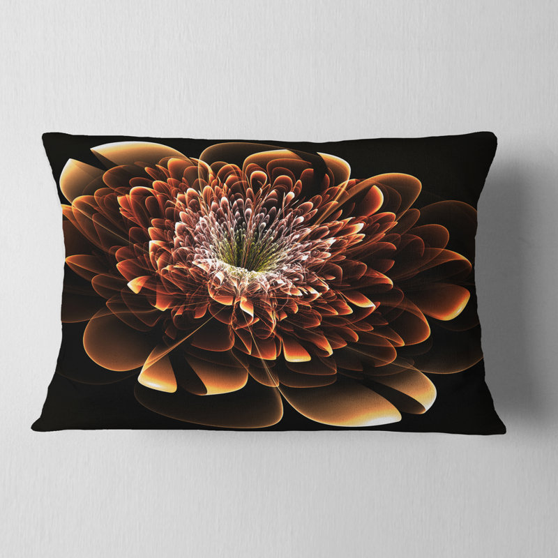 Coussin lombaire à motif floral brun