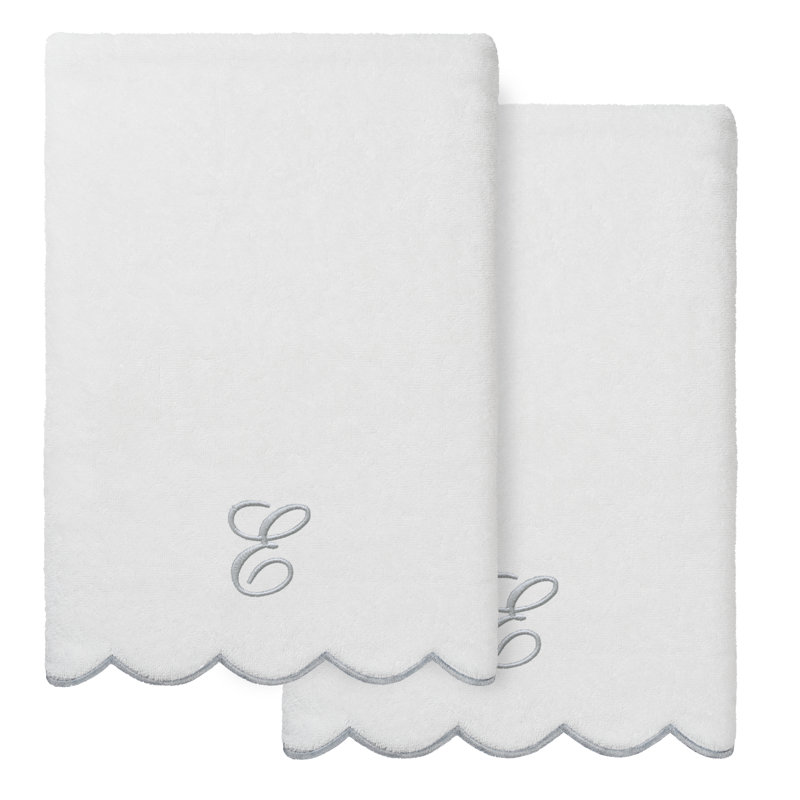 Ensemble de serviettes de bain personnalisables 100% coton turque ADORNIA 2PC, E, Serviette de bain - paquet de 2