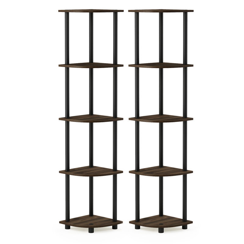 Corner Bookcase, Columbia Walnut/Black