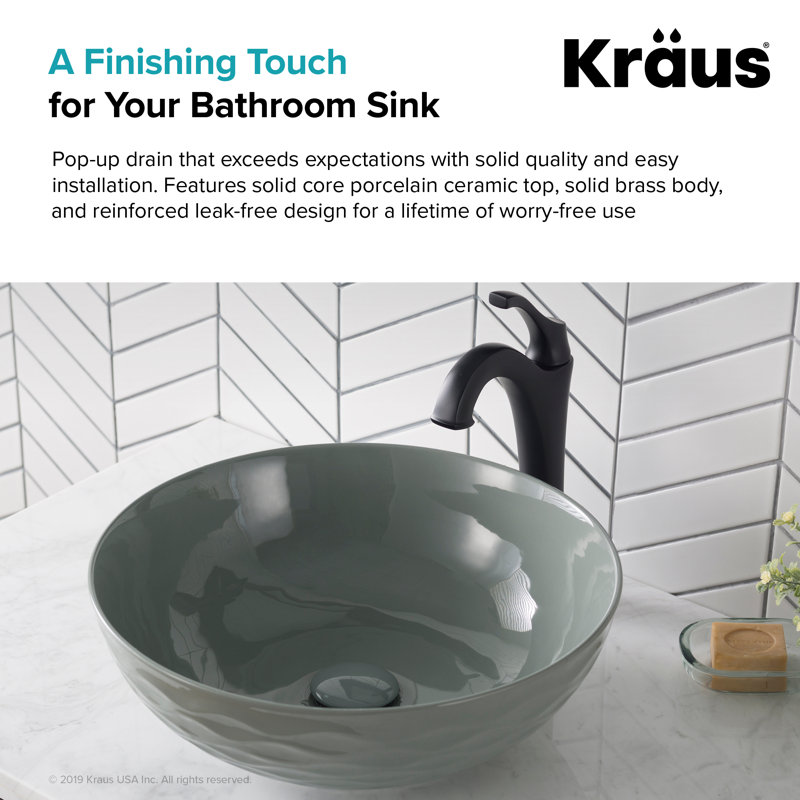 Viva Pop-Up Bathroom Sink Drain, Gray