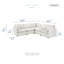 Canapé modulaire en chenille 5 pièces 103,5 po avec coussins réversibles et pieds en noyer massif Seagraves