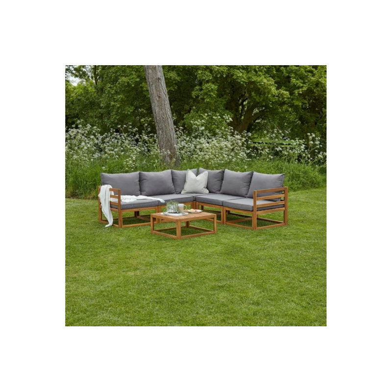 Rimasha Rowan Garden Lounge Set with Cushions, No Arms, Grey