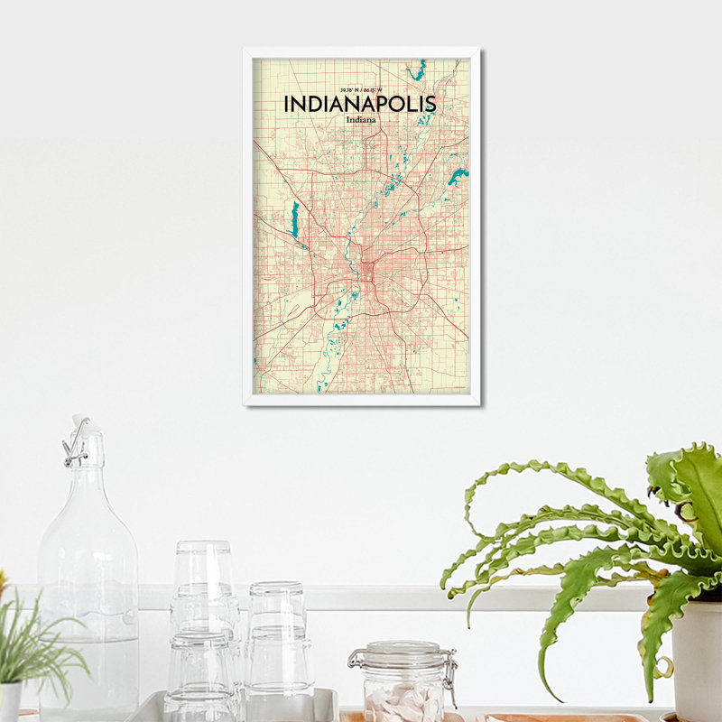 Indianapolis City Map - Unframed Print, 17" H x 11" W