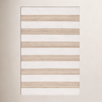 Hand-Woven Striped Jute Wool Rug