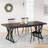 71" Farmhouse Dining Table For 6, Rustic Rectangular Kitchen Table With X-Trestle Metal Legs, Wood Top Dinner Table For Dining Room, Rustic Black-1449206251-1449206241