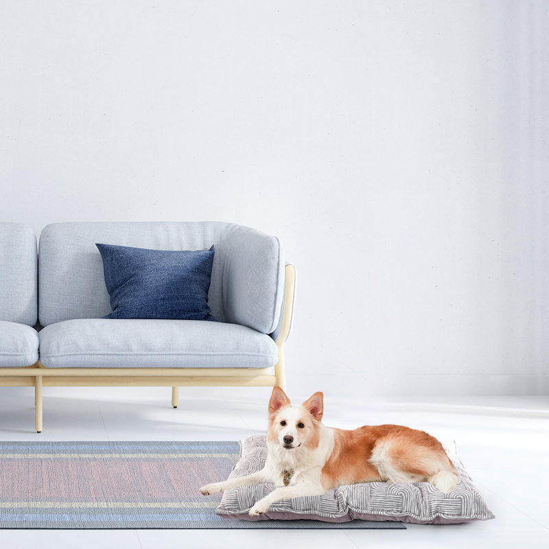 Gray Printed Microsuede Tufted Pet Mat with Plush Bottom