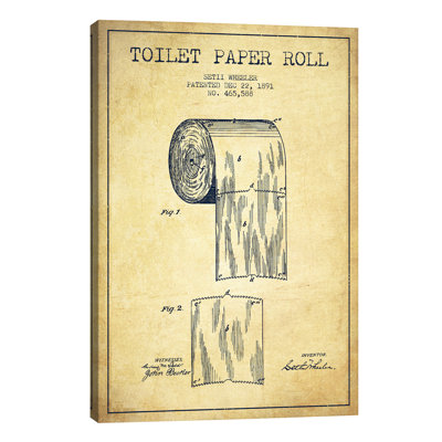 Toilet Paper Vintage Patent Blueprint 1 Piece Wall Art on Canvas