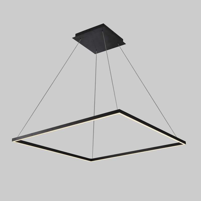Atria Integrated LED Linear Pendant Height Adjustable ETL Certified Square Chandelier Lighting, Black