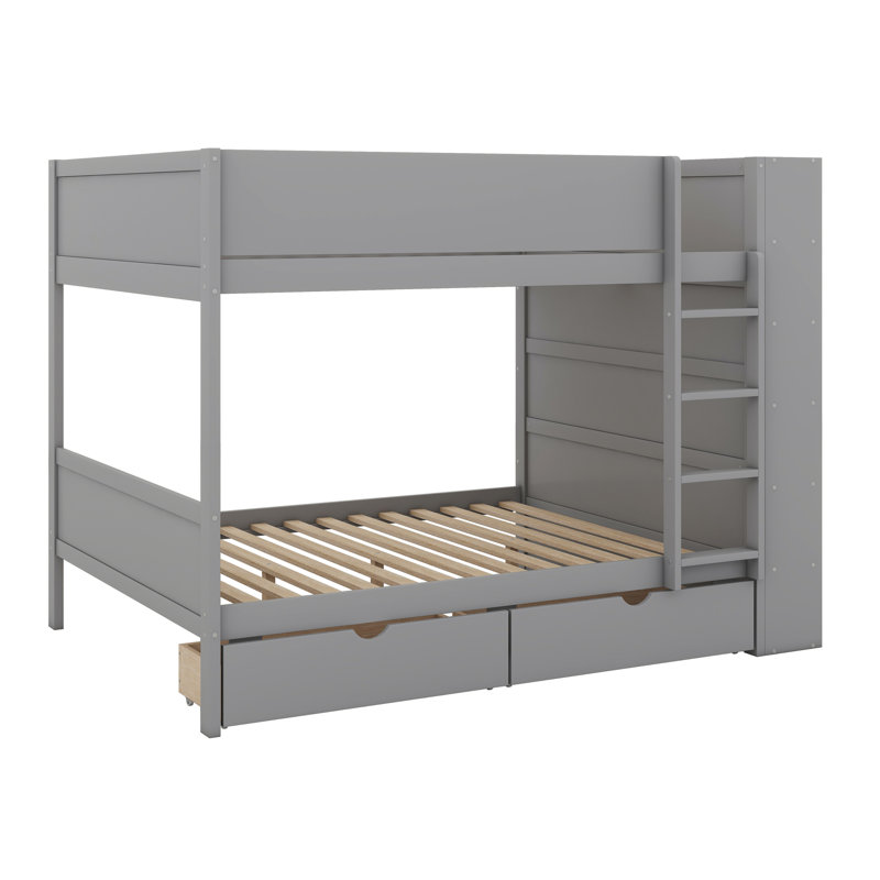 Lit superposé double avec 2 tiroirs Louis, Simple sur simple, Gris