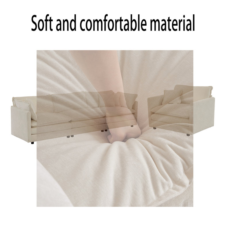 Canapé rembourré 111,5 po Mahbubur, Chenille beige