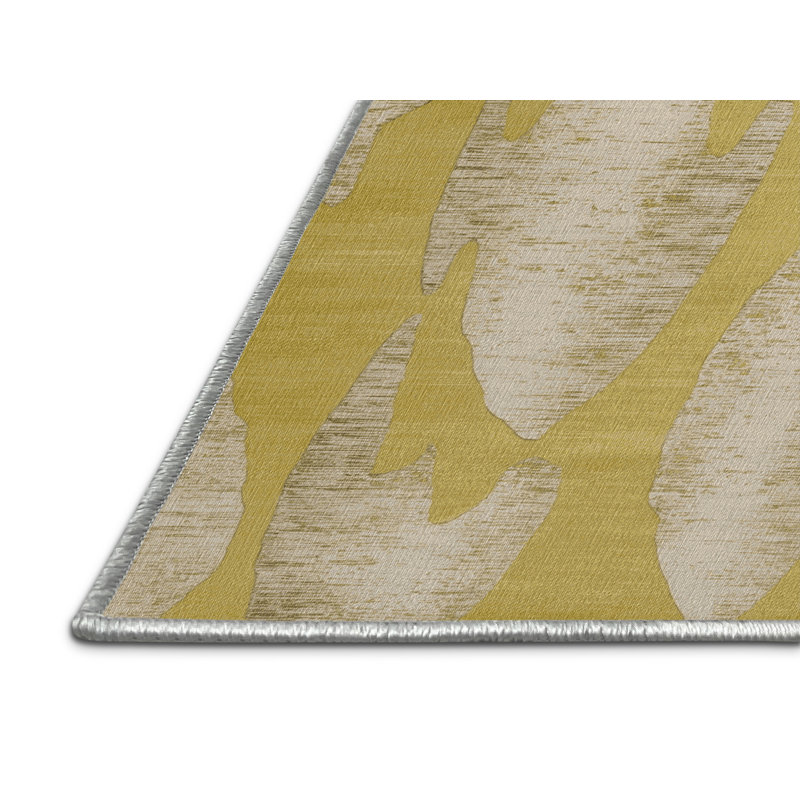 Tapis beige lavable à la machine, Rond 7 pi
