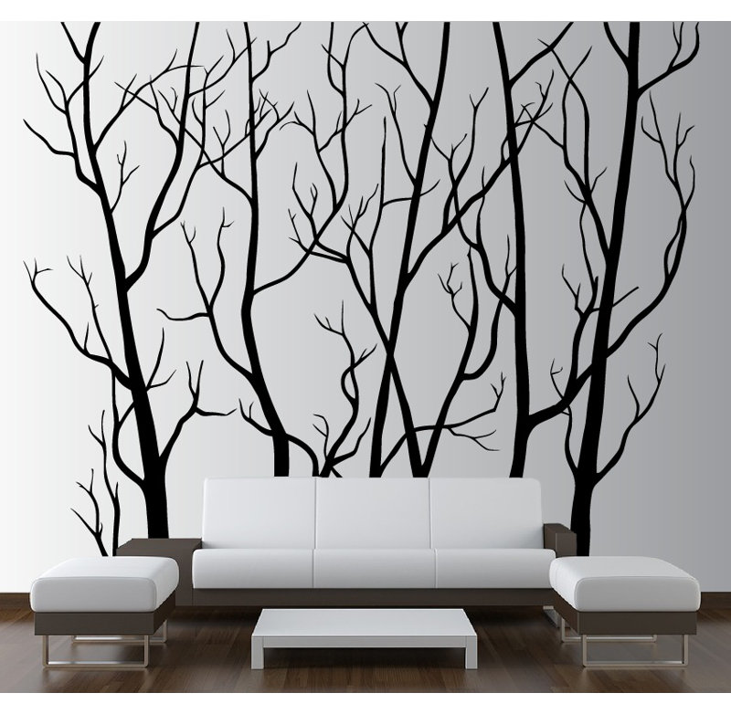 Plants & Flowers Non-Wall Damaging Wall Decal, 84", Black