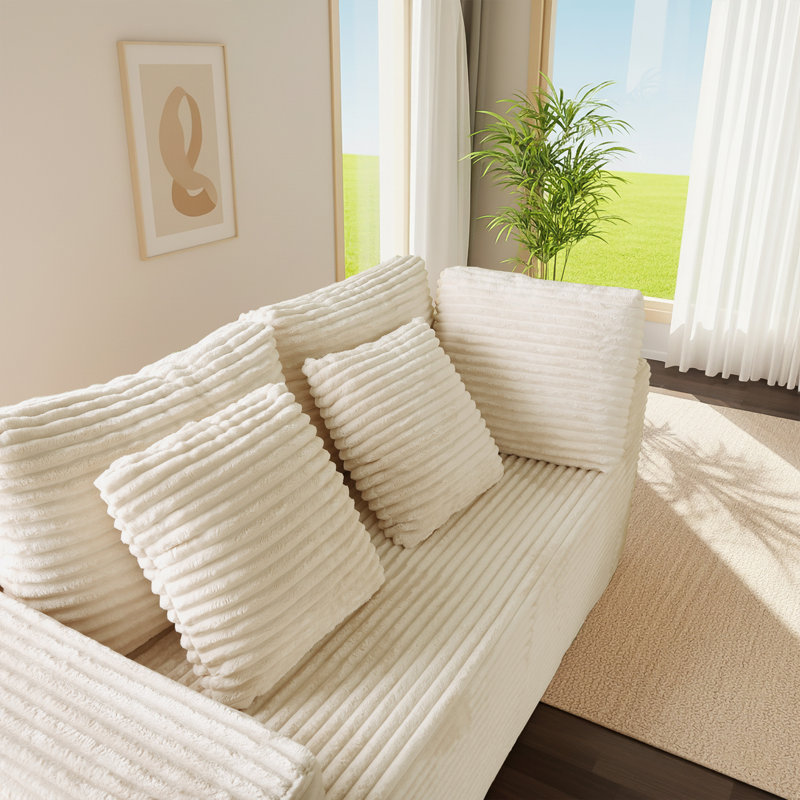 Canapé modulaire réversible 135,5 po 135 places, Mélange de polyester beige