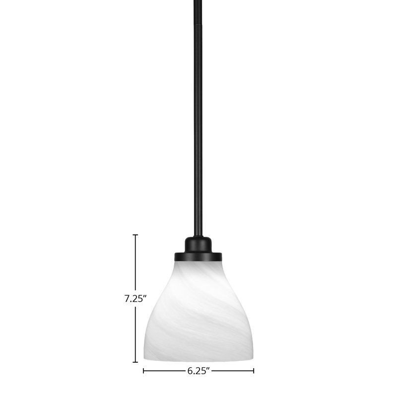 Mini-luminaire suspendu 1 lumière Odyssey, Blanc, Noir mat