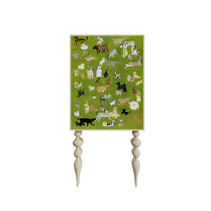 Armoire moderne à double porte minimaliste, Vert / blanc ivoire