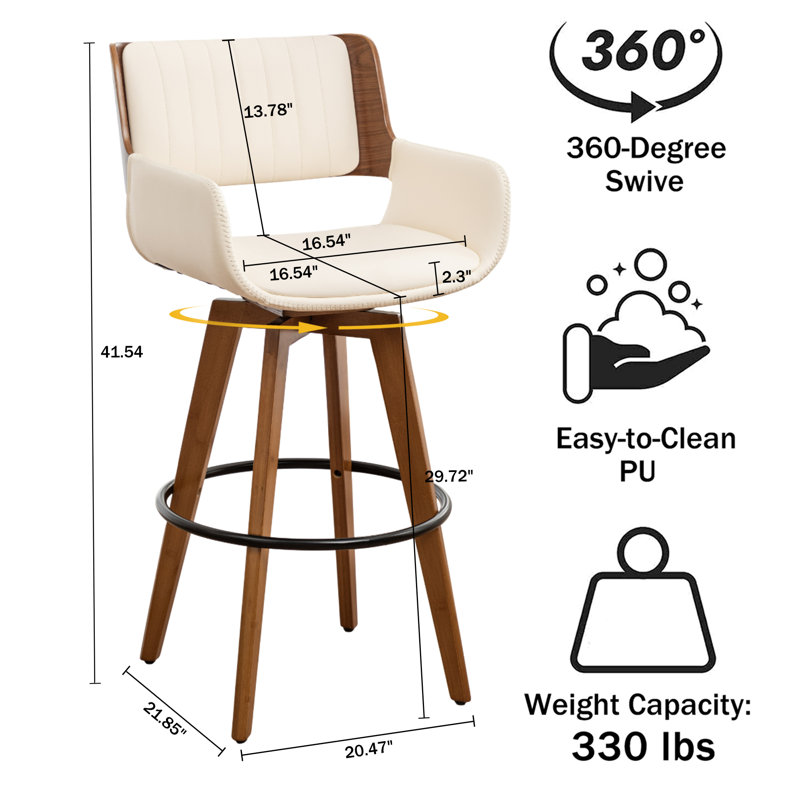 Modern Swivel Bar Stool, Beige, Bar Stool (75.5cm Seat Height)