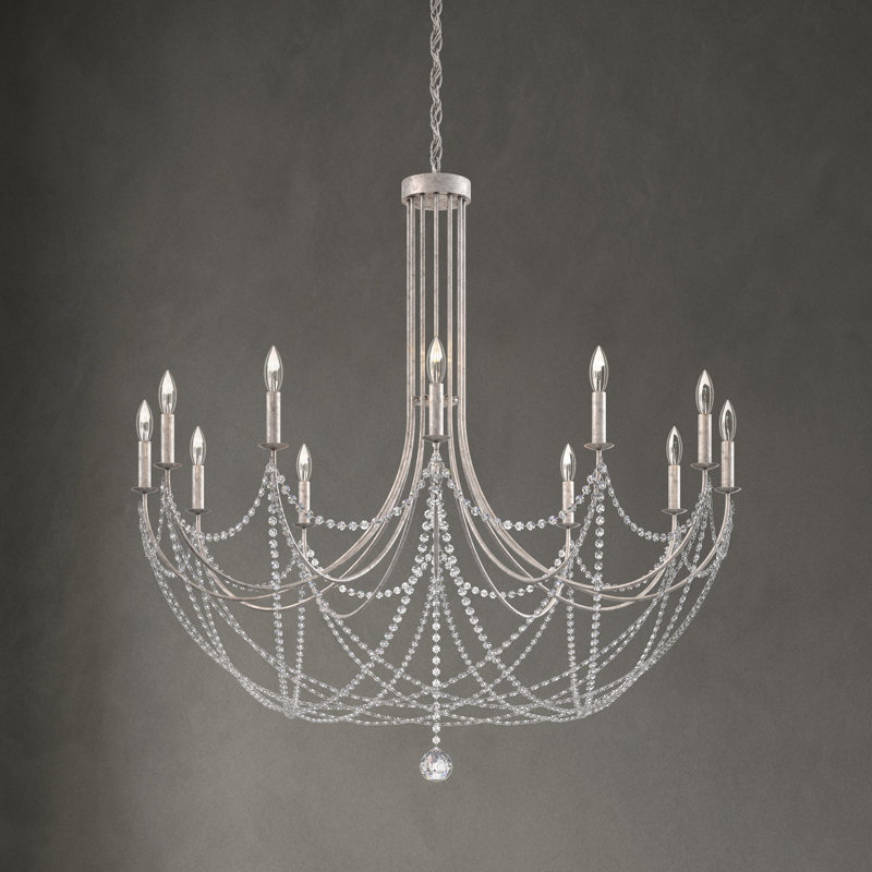 Verdana 12 - Light Chandelier, Antique Silver