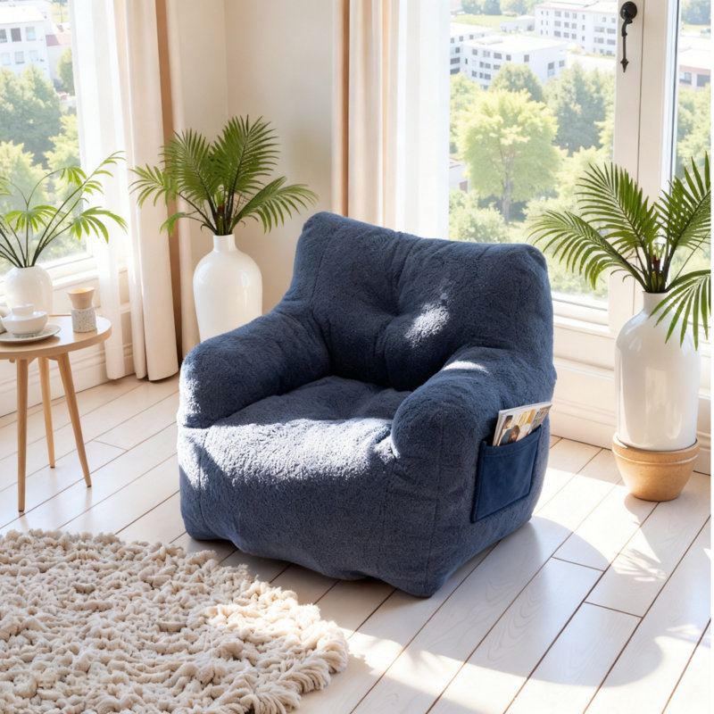 Fauteuil à billes en tissu, Lin vert