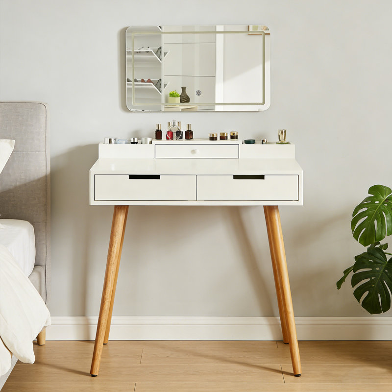 Bureau de maquillage avec miroir amovible et lumières réglables