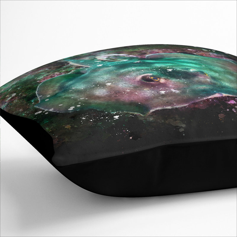 Sting Ray Square Throw Cushion, 55cm H x 55cm W x 20cm D, Black
