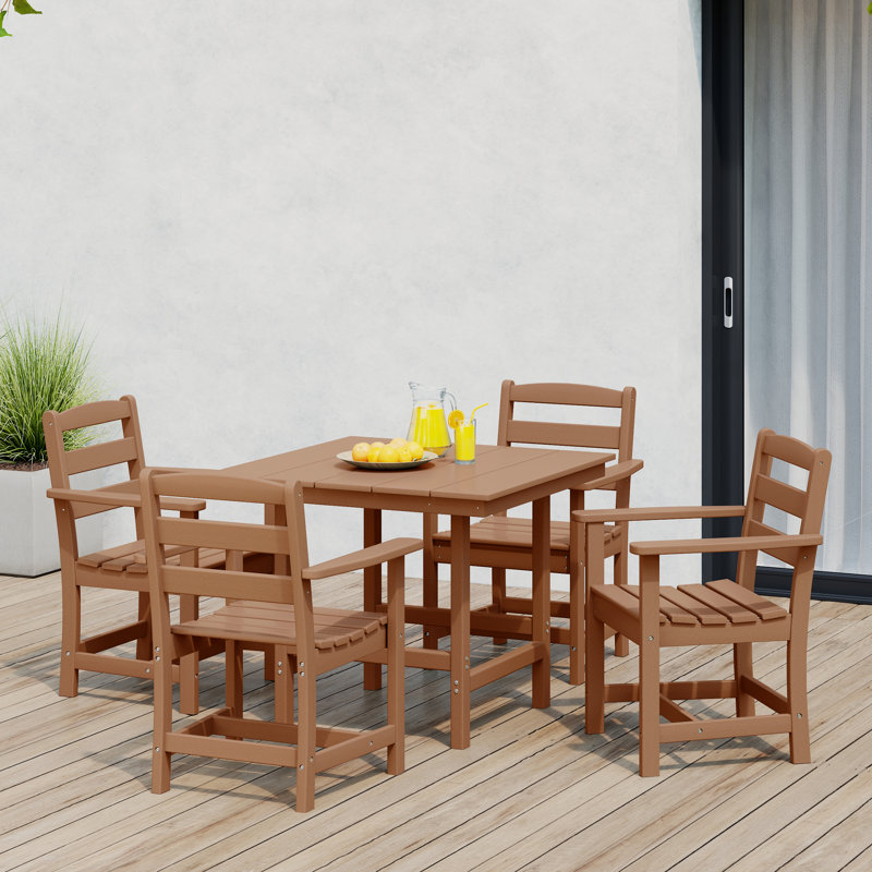5-Piece Arm Chair Dining Set, Tan