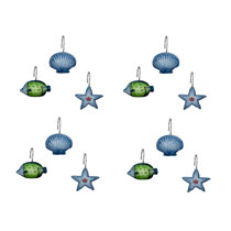 Fitnate 12pcs Beach Star Shower Curtain Resin Hooks for Bathroom Decorative, Blue