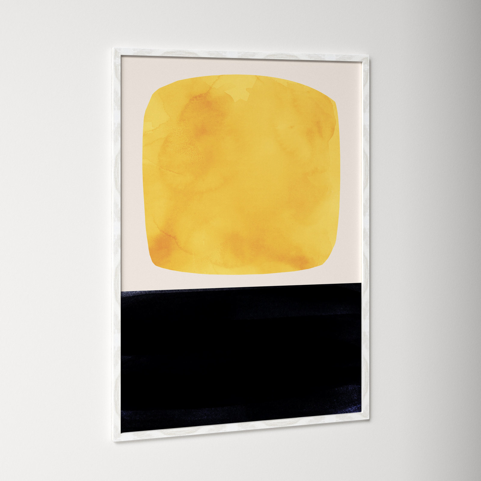 Boxed-Yellow by Aoibhne Hogan, White Wood Grain Paper, 41.5" H x 29.5" W x 0.75" D