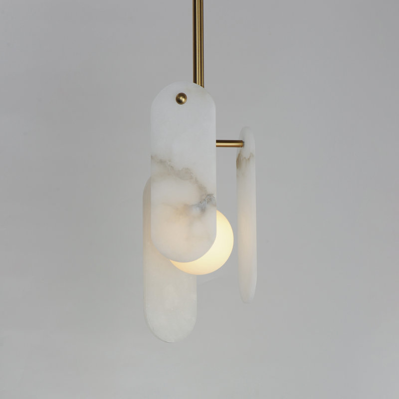Megalith 1 - Light Pendant, Natural Aged Brass, White Alabaster/White