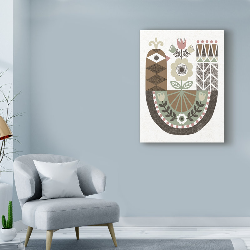 « folk prepose oiseau hygge », art sur toile, H 19 po x l 14 po x P 2 po