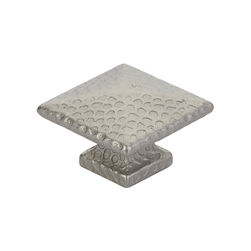 1" Length Square Knob, Satin Nickel, 1.75" H x 1.75" W x 1.125" D