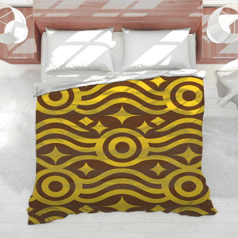 Édredon jaune et brun à vagues géométriques, Twin